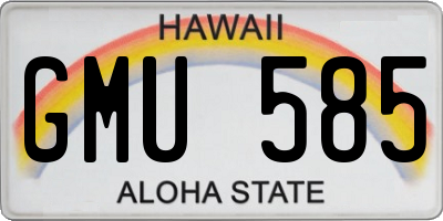 HI license plate GMU585