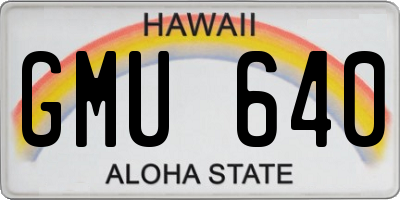 HI license plate GMU640