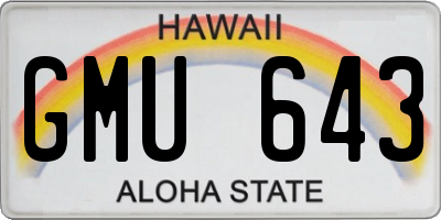 HI license plate GMU643