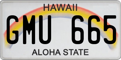 HI license plate GMU665