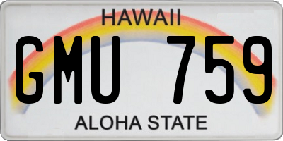 HI license plate GMU759