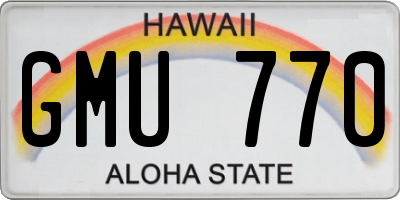 HI license plate GMU770