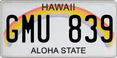 HI license plate GMU839