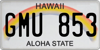 HI license plate GMU853