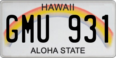 HI license plate GMU931