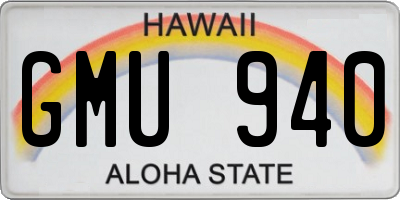 HI license plate GMU940