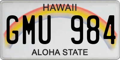 HI license plate GMU984