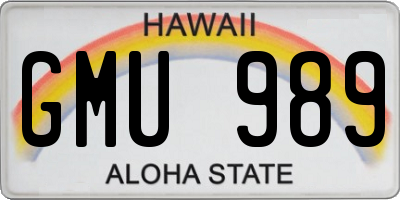 HI license plate GMU989