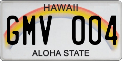HI license plate GMV004
