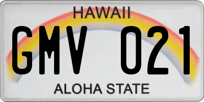 HI license plate GMV021