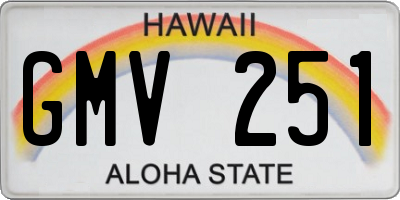 HI license plate GMV251