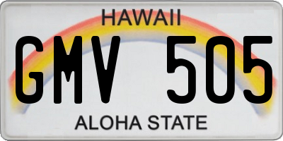 HI license plate GMV505
