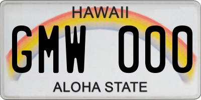 HI license plate GMW000