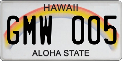 HI license plate GMW005