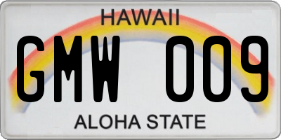HI license plate GMW009