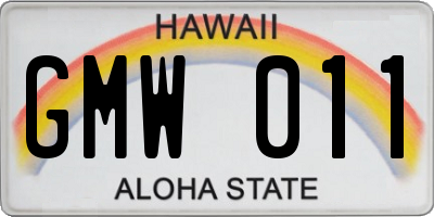 HI license plate GMW011