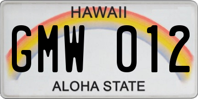 HI license plate GMW012