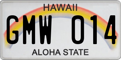 HI license plate GMW014