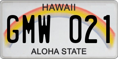 HI license plate GMW021