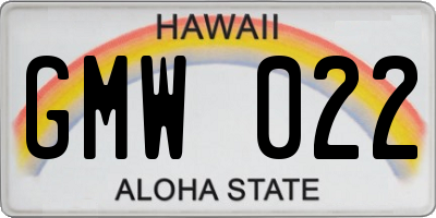 HI license plate GMW022