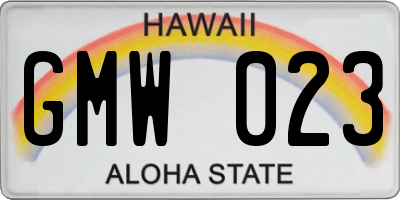 HI license plate GMW023