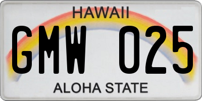 HI license plate GMW025
