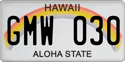 HI license plate GMW030