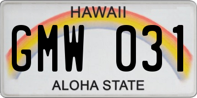 HI license plate GMW031