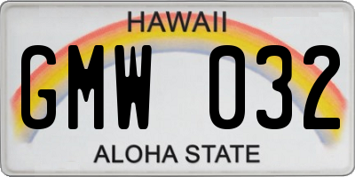 HI license plate GMW032