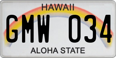 HI license plate GMW034