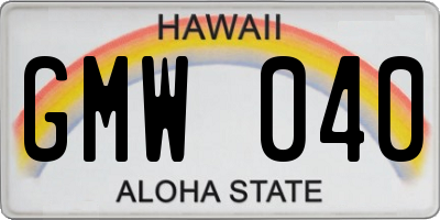 HI license plate GMW040