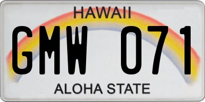 HI license plate GMW071