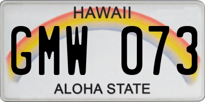 HI license plate GMW073