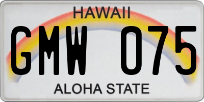 HI license plate GMW075