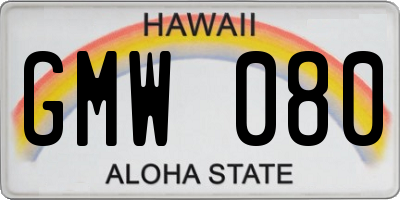 HI license plate GMW080
