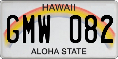 HI license plate GMW082