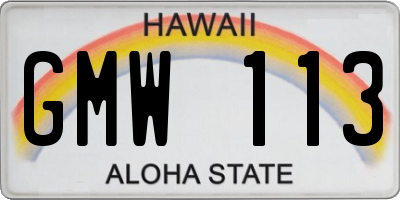 HI license plate GMW113