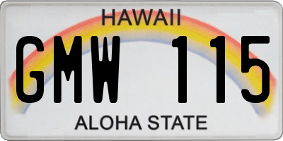 HI license plate GMW115
