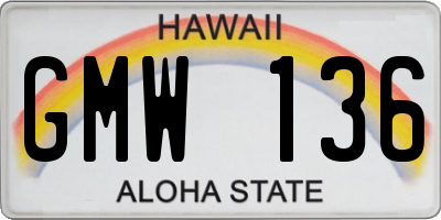 HI license plate GMW136