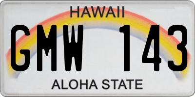 HI license plate GMW143