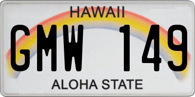 HI license plate GMW149