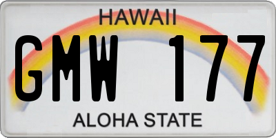 HI license plate GMW177