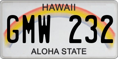 HI license plate GMW232