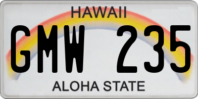 HI license plate GMW235