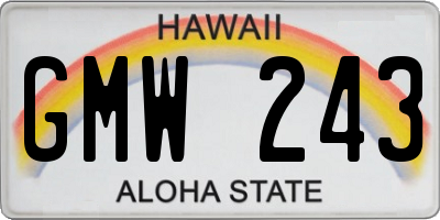 HI license plate GMW243
