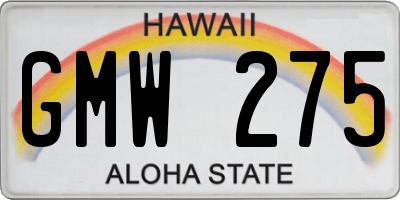 HI license plate GMW275