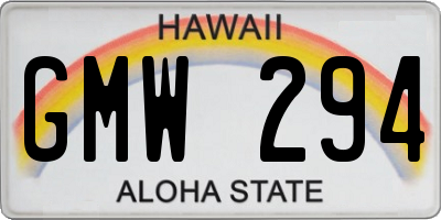 HI license plate GMW294