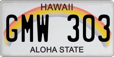 HI license plate GMW303