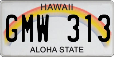 HI license plate GMW313