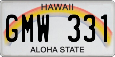 HI license plate GMW331